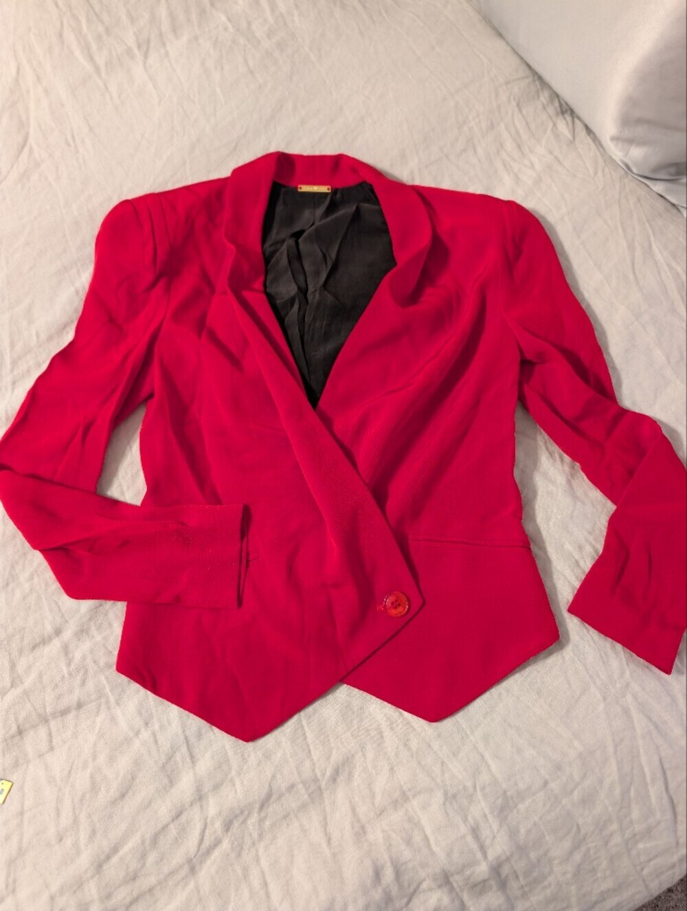 Rebecca Minkoff "Becky" Asymmetric 100% Silk Blazer Jacket Red XS NWOT